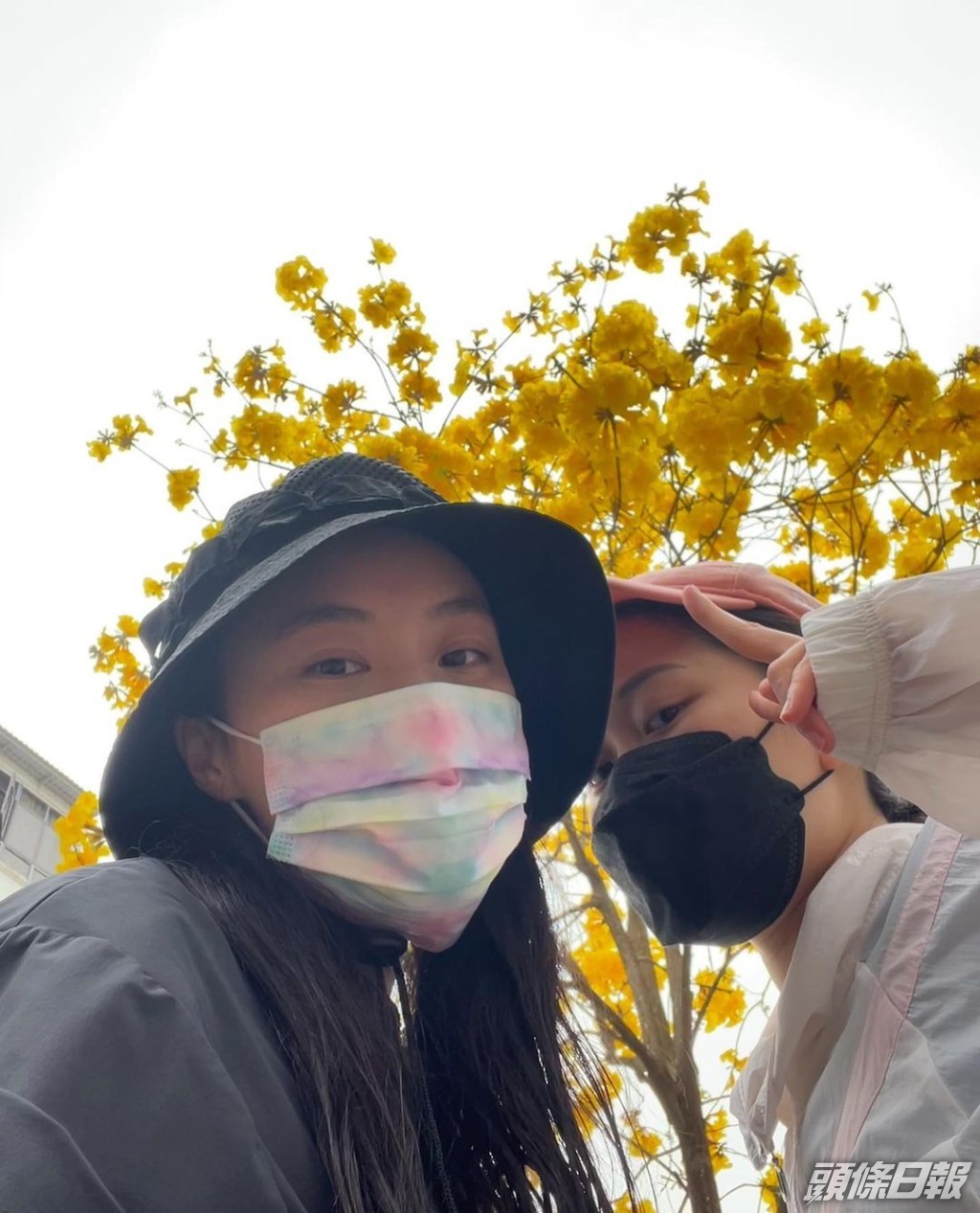 行山都注意防疫，個罩戴得好穩。